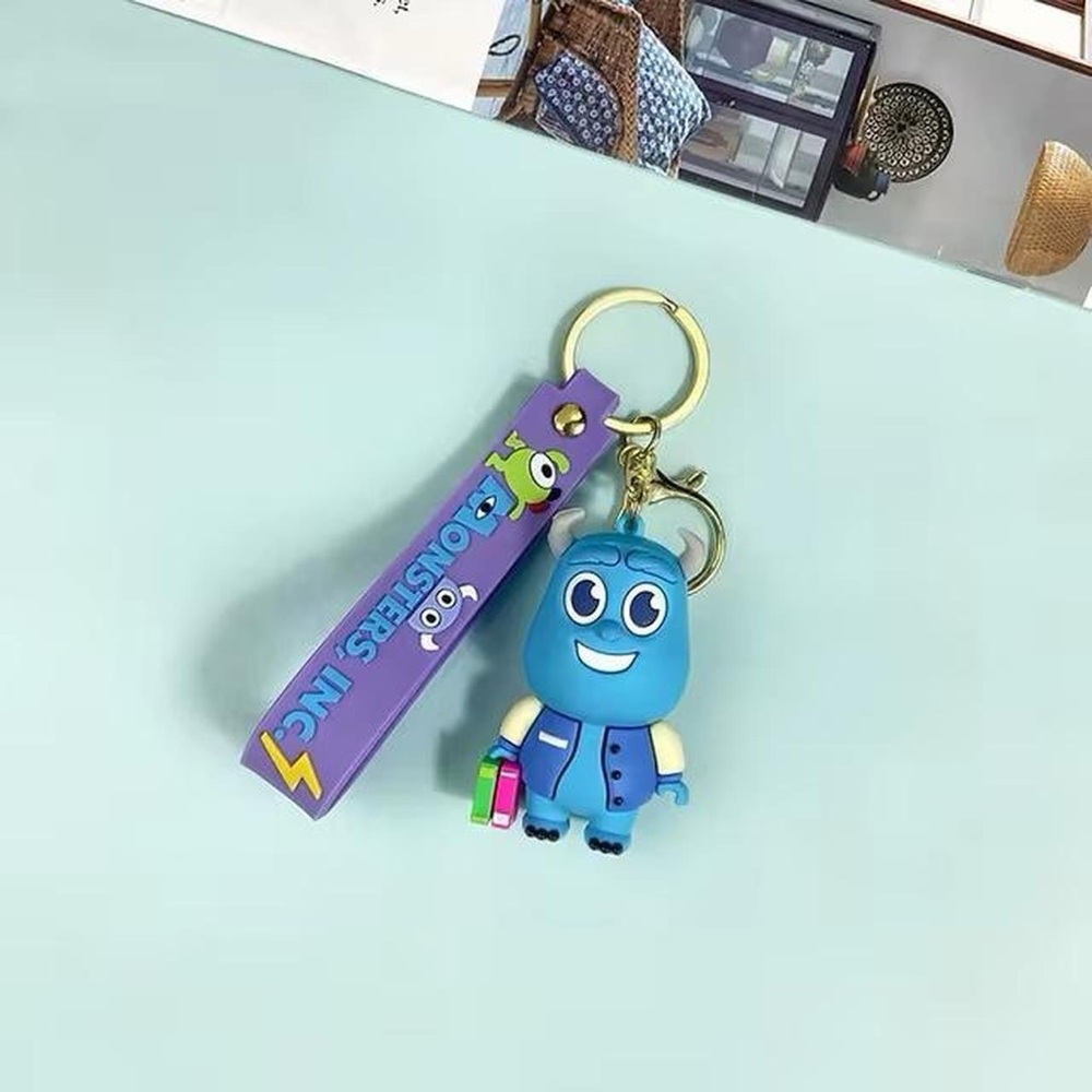 Blue and Purple Monster Action Figure Keychain